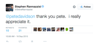Illustration for article titled SNL's Pete Davidson Reminds Steve Rannazzisi Who Was Actually at the WTC on 9/11